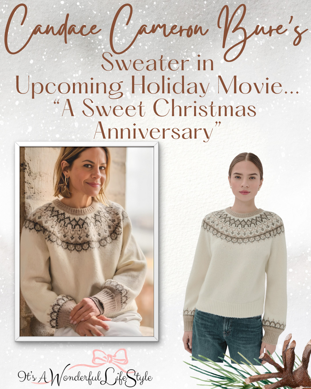 Get Candace Cameron Bure’s cozy sweater spotted in her upcoming holiday movie A Sweet Christmas Anniversary 🎄✨ 

 #LTKdayinmylife #LTKSeasonal