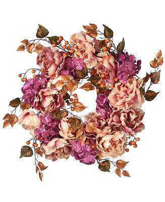 National Tree Company Autumn Peony and Hydrangea Wreath, 24 | Macys (US)