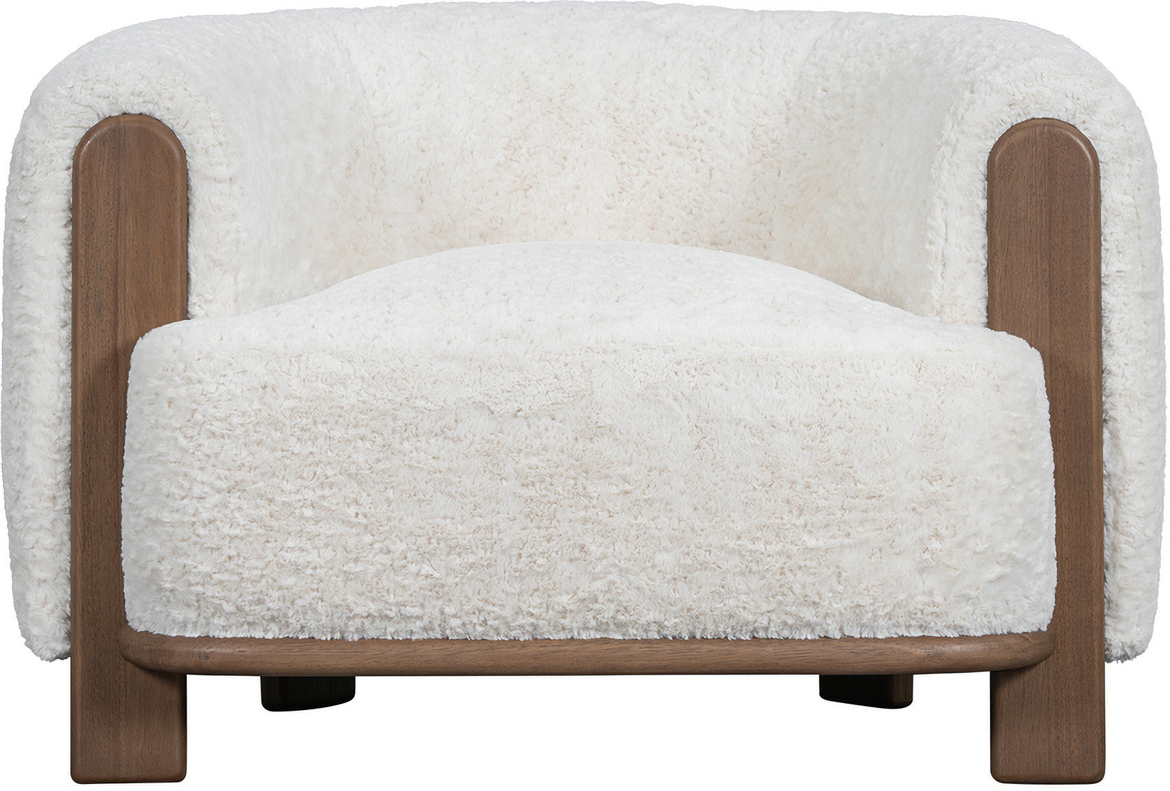 Acadia Upholstered Polyester Wood Modern Accent Chair In White and Brown | 1stopbedrooms