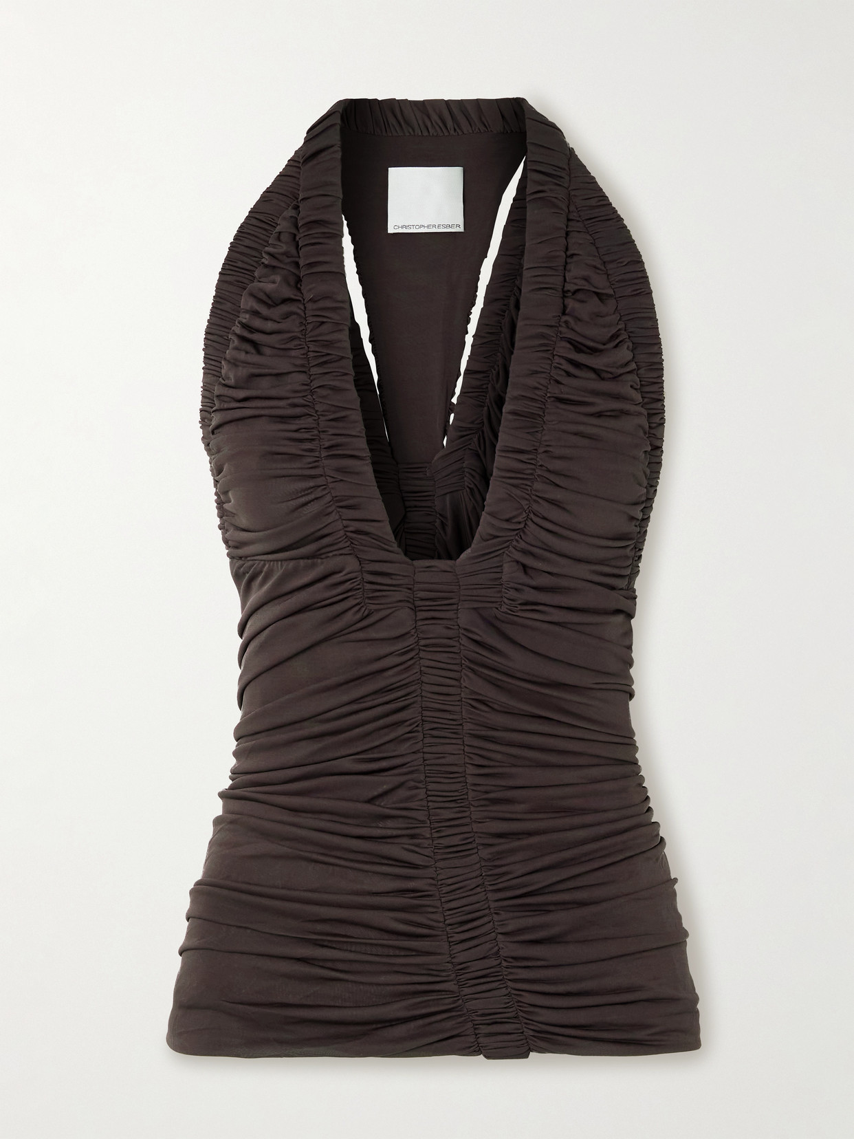 Christopher Esber - Orion Ruched Jersey Halterneck Top - Purple - UK 8 | NET-A-PORTER APAC