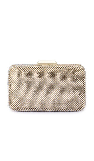 olga berg Ronny Crystal Mesh Clutch in Metallic Gold. | Revolve Clothing (Global)