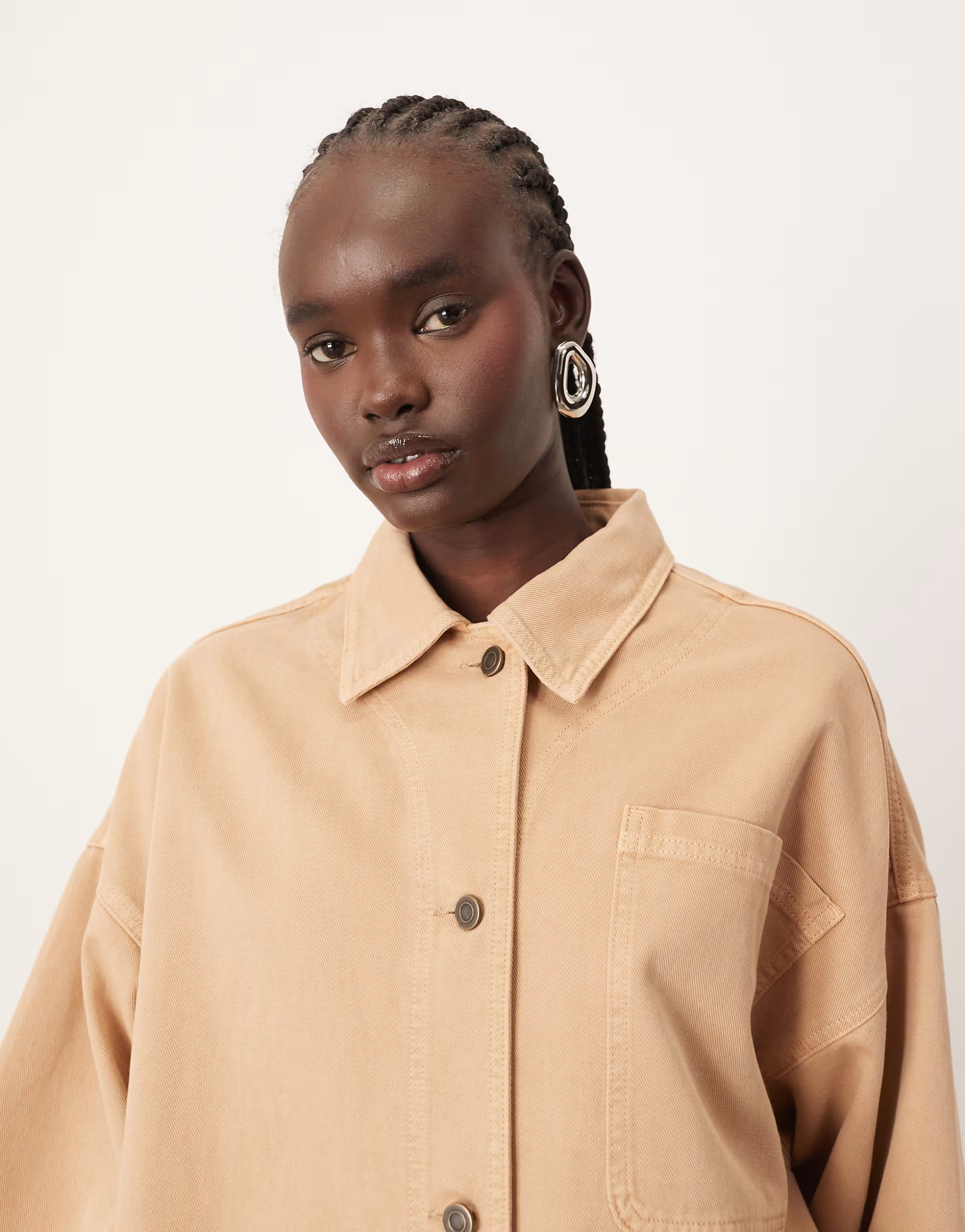 ARRANGE oversized mansy denim shacket in clay | ASOS | ASOS (Global)