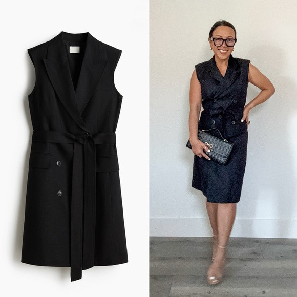Black Linen Blend Sleeveless Jacket/Blazer Dress (XS, S) | Poshmark