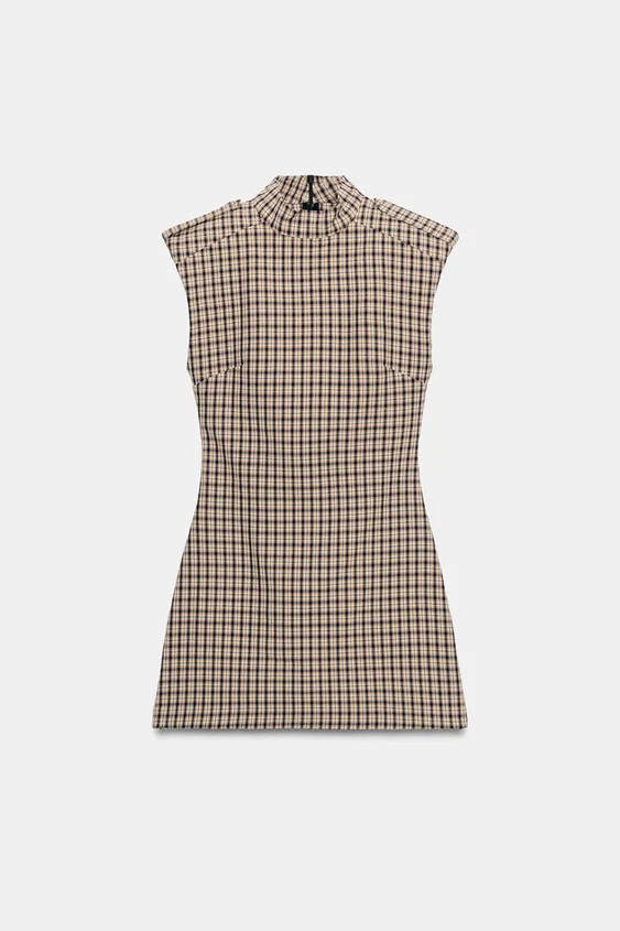 CHECKED PLAYSUIT WITH TABS | Zara UK