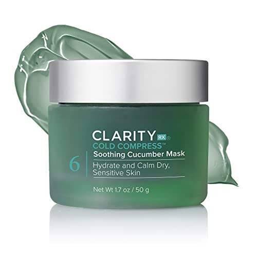 ClarityRx Cold Compress Soothing Cucumber Face Mask, Natural Plant-Based Cooling Facial Treatment with Aloe for Sensitive & Rosacea-Prone Skin (1.7 oz) | Amazon (US)