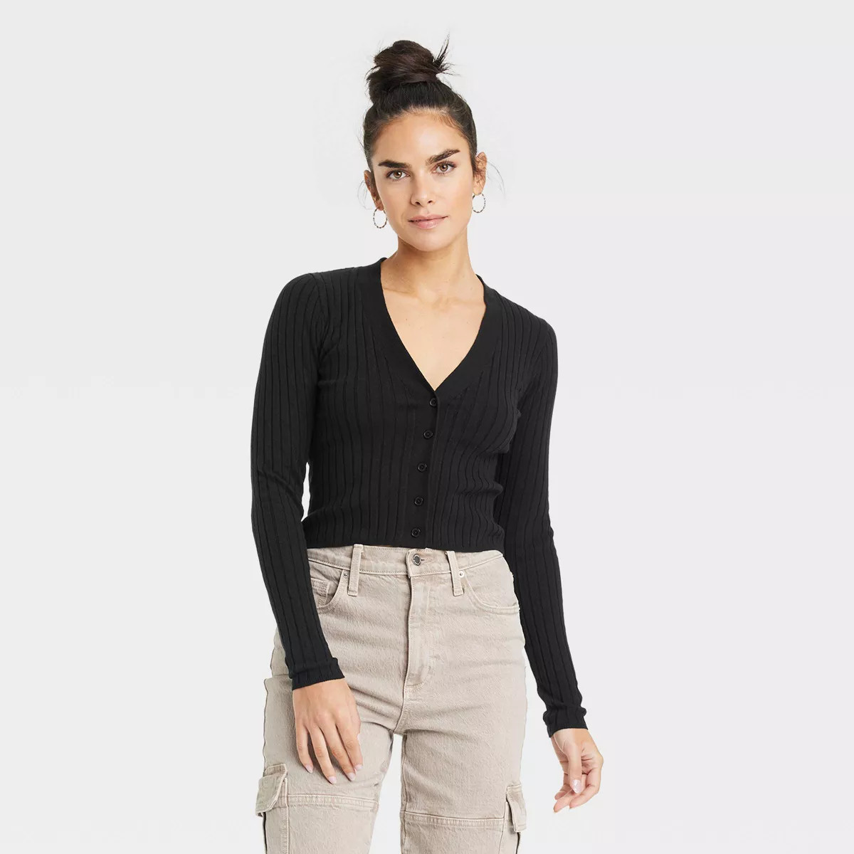 Women's Rib Knit Cardigan - Universal Thread™ Black S | Target
