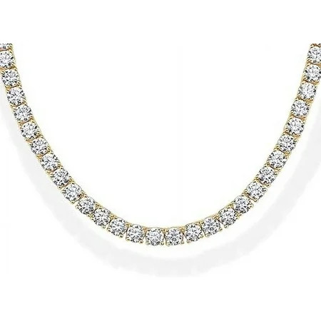 PAVOI 14K Yellow Gold Plated 3mm Simulated Diamond Tennis Necklace for Women | Tennis Chain | Chunky Long Gold Necklace for Women| Size 15 | Walmart (US)
