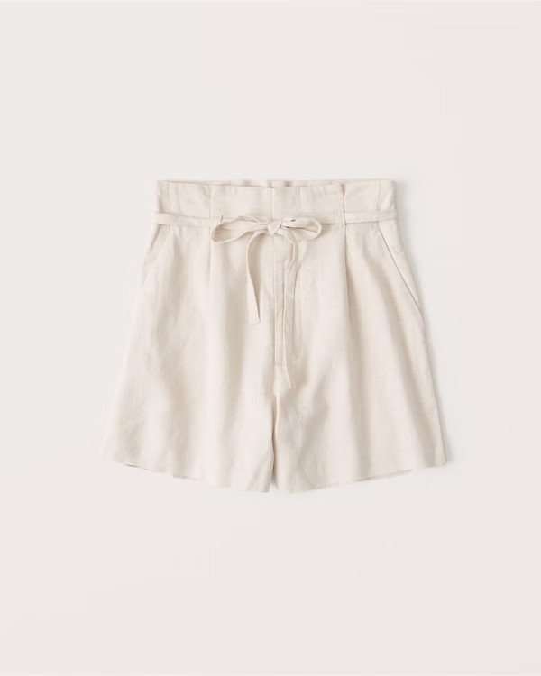 Belted Linen-Blend Shorts | Abercrombie & Fitch (US)