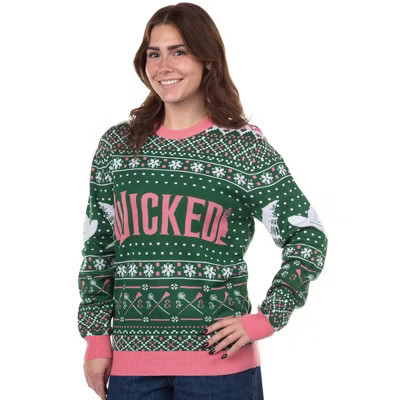 Wicked Adult Glinda and Elphaba Knit Ugly Christmas Sweater (Medium) Multicolored | Target