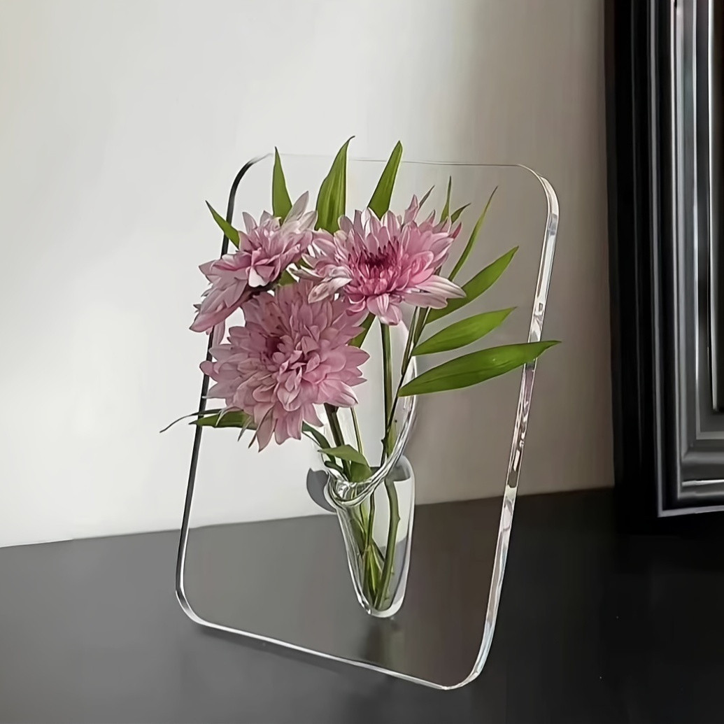 Art Deco Acrylic Flower Vase Clear Geometric Frame Design - Temu | Temu Affiliate Program