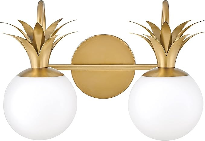 Hinkley Palma 54152HB Small Two Light Vanity - Etched Opal Shade, Classic Pineapple Motif - Herit... | Amazon (US)