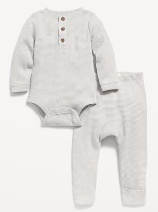 Unisex Thermal-Knit Henley Bodysuit and Leggings for Baby | Old Navy (US)