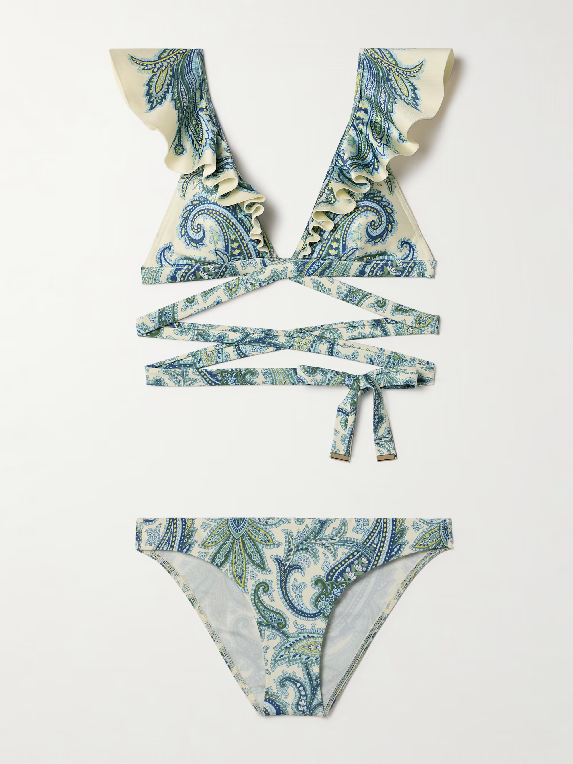 Ottie tie-front ruffled paisley-print bikini | NET-A-PORTER (US)
