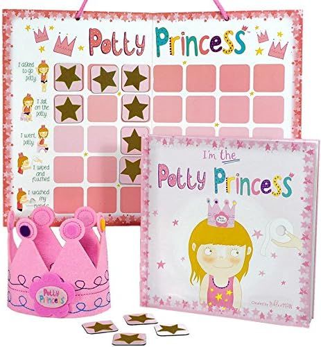 Princess Potty Training Gift Set with Book, Potty Chart, Star Magnets, and Reward Crown for Toddler  | Amazon (US)