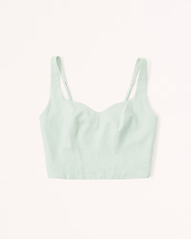 Linen-Blend Notch-Neck Set Top | Abercrombie & Fitch (US)