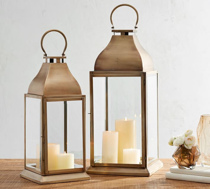 Chester Handmade Brushed Brass Lantern | Pottery Barn (US)