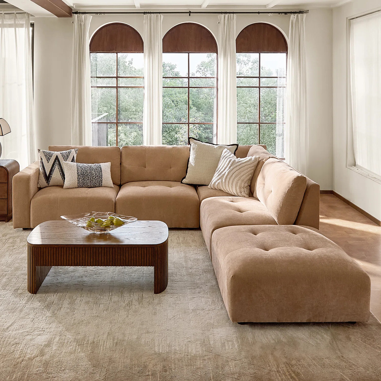 Esme 120" Modern Modular Oversized Sectional Sofa with Chenille Fabric and Memory Foam Cushions | Wayfair North America