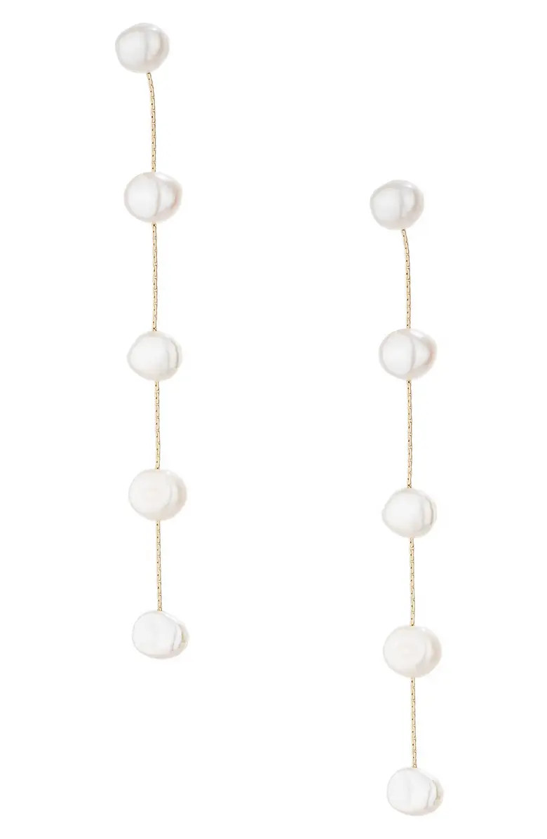 Ettika Dripping Freshwater Pearl Linear Drop Earrings | Nordstrom | Nordstrom