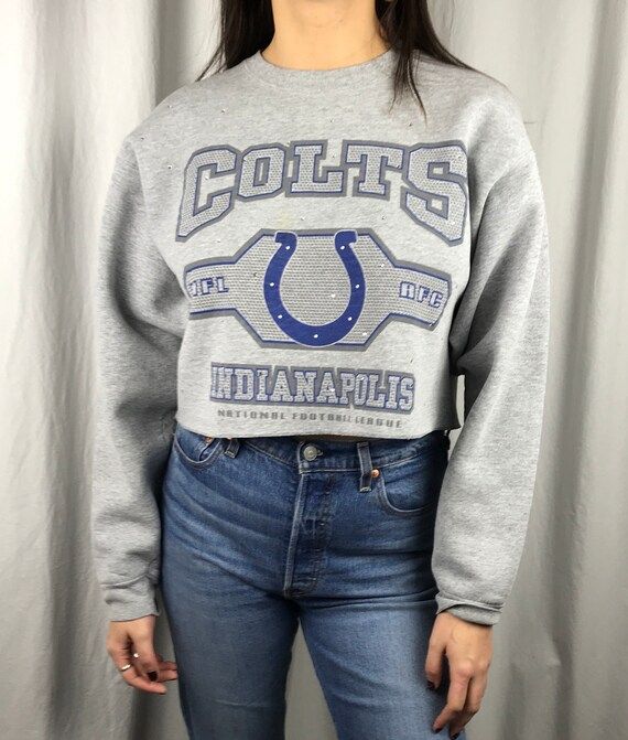 Vintage Indianapolis Colts Cropped Rhinestone Sweatshirt (L) | Etsy (US)