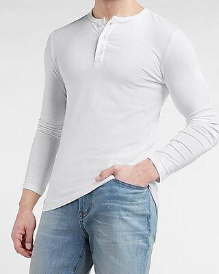 Slim Supersoft Long Sleeve Henley T-shirt | Express