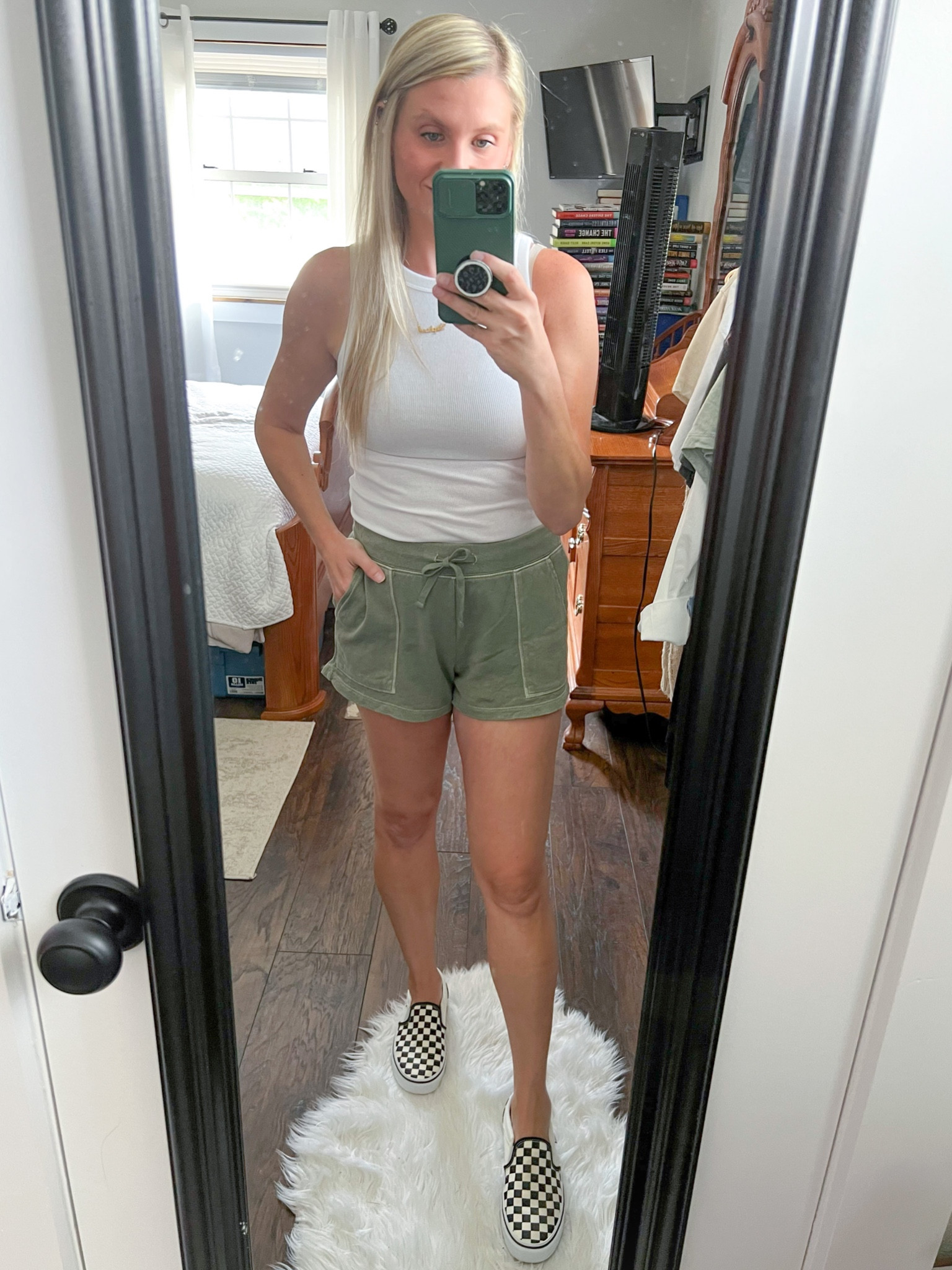 olive checkered vans