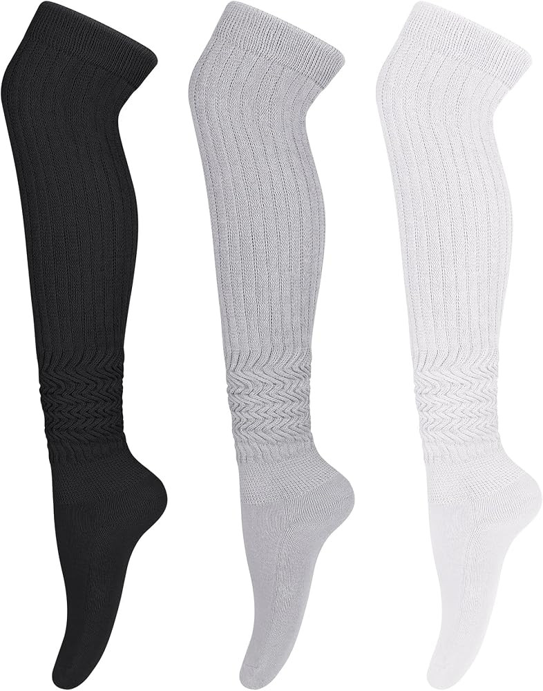 Womens Thigh High Socks Extra Long Knit Over Knee Stockings Winter Warm Thick Scrunch Slouch Soft... | Amazon (US)