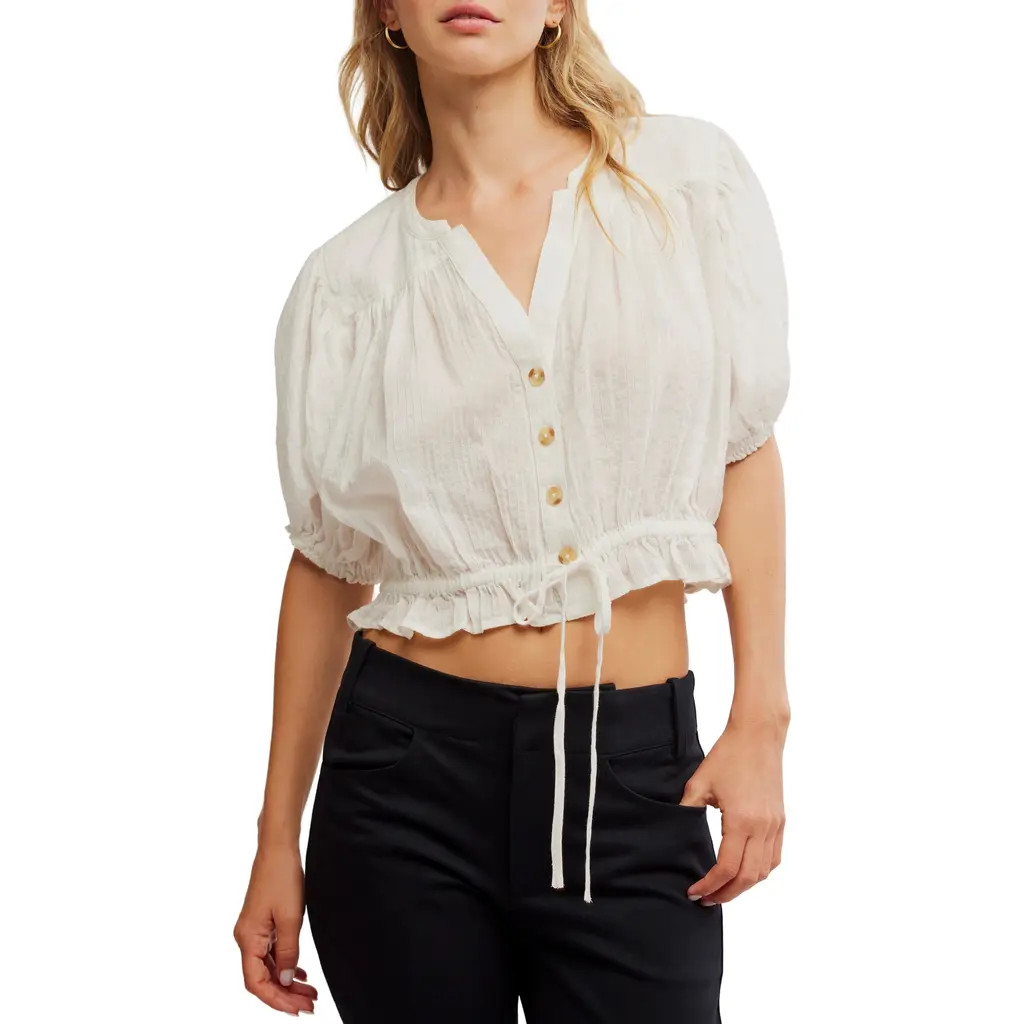 Free People Little Cloud Button-Up Crop Top in Clean Ivory at Nordstrom Rack, Size Medium | Nordstrom Rack
