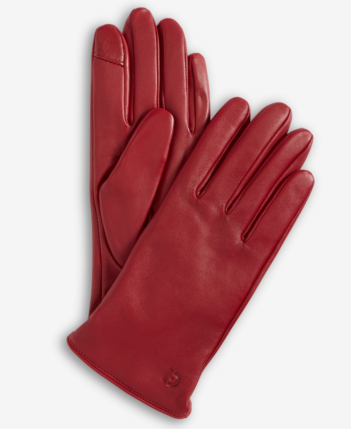 Cole Haan Leather Cashmere Blend Lined Basic Tech Tip Gloves - Cherry | Macy's
