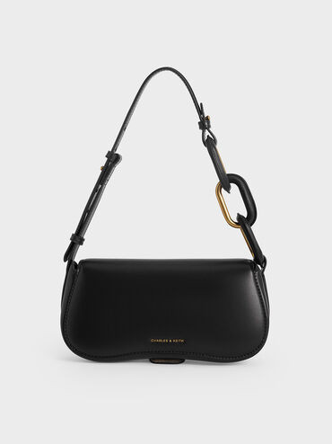 Black Kora Metallic-Accent Elongated Bag | CHARLES & KEITH UK | Charles & Keith UK