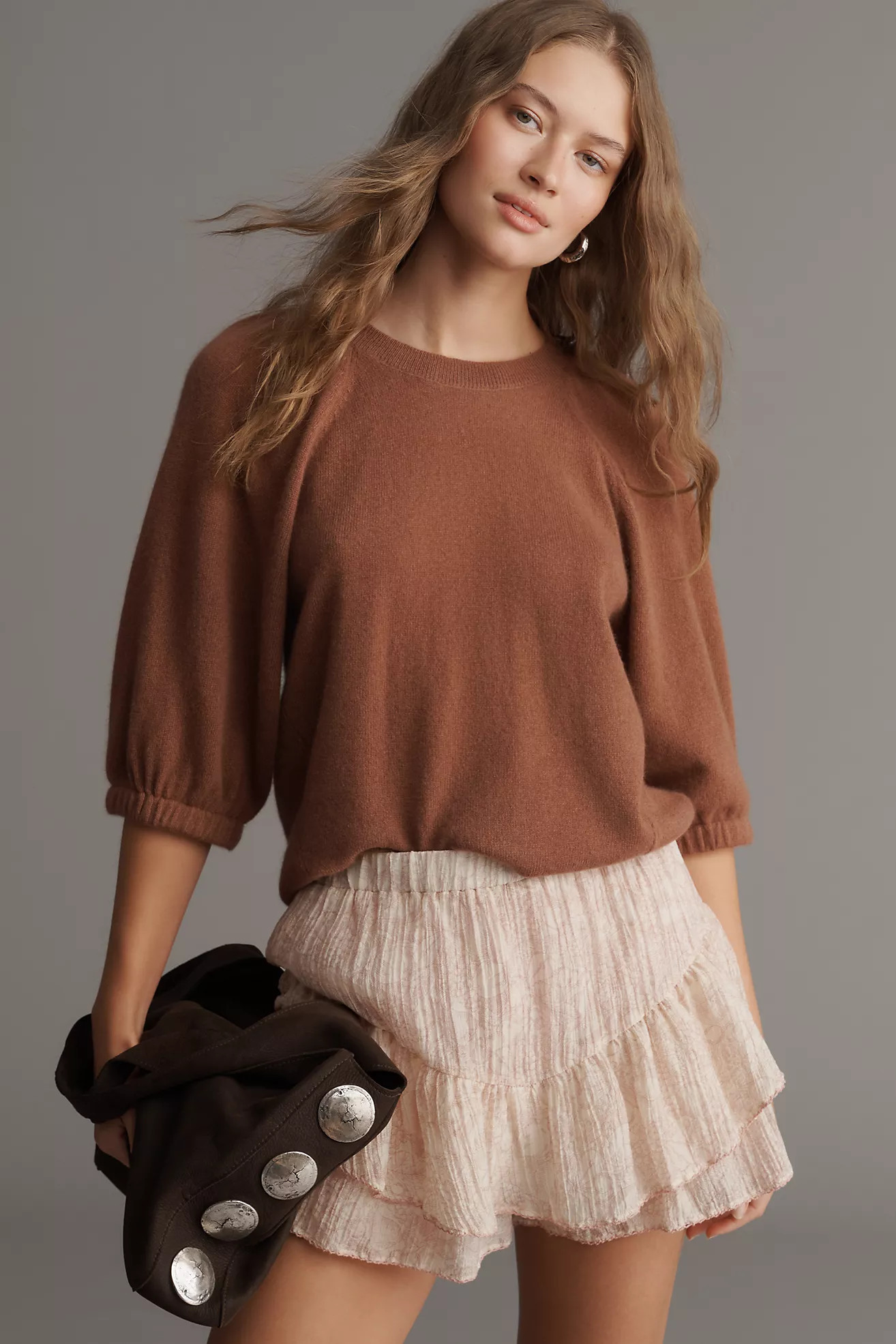 By Anthropologie Puff-Sleeve Cashmere Sweater | Anthropologie (US)