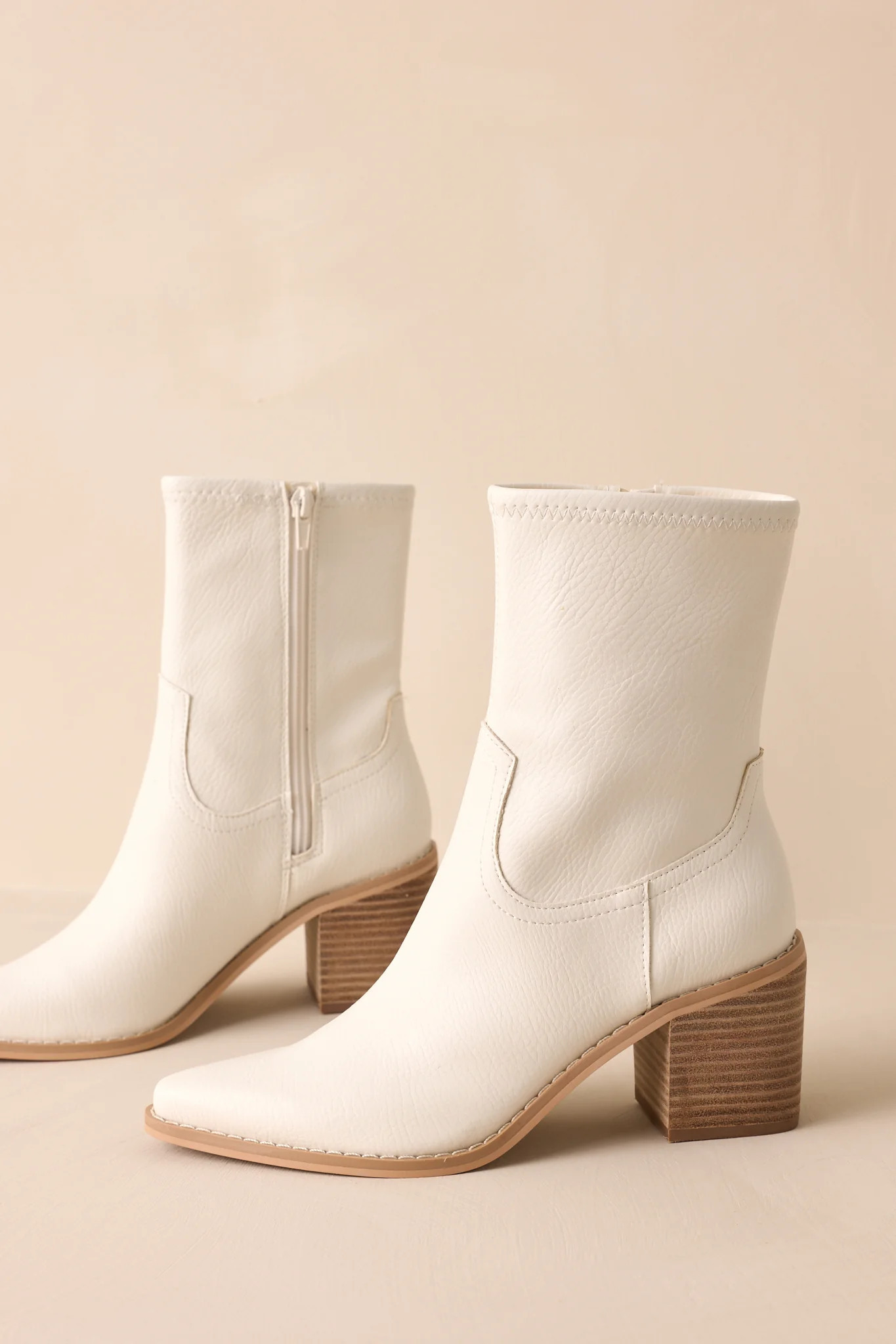 Stride In Style White Ankle Boots | Red Dress