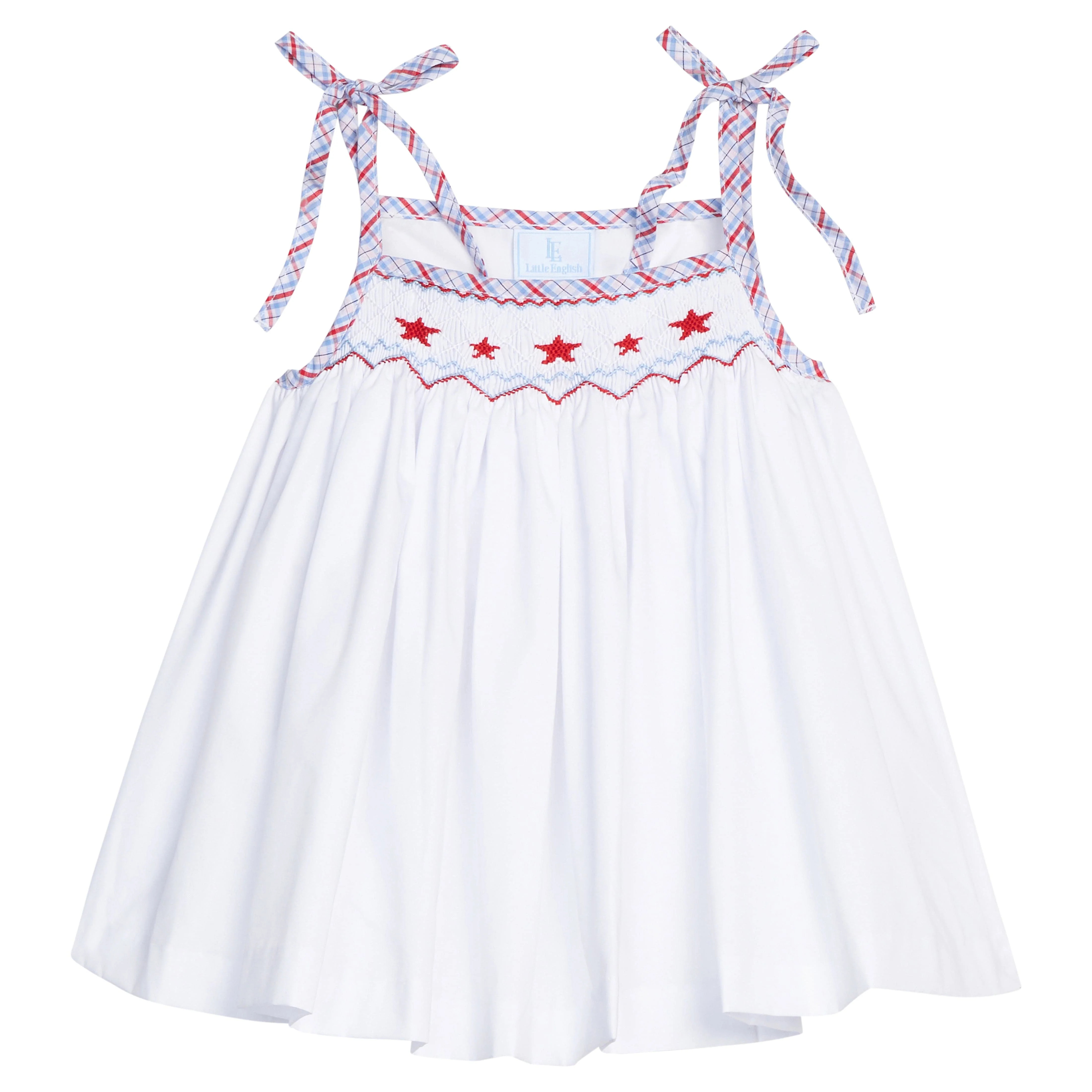 Smocked Star Tie Shoulder Tank - 4th of July Girl Summer Top | Little English