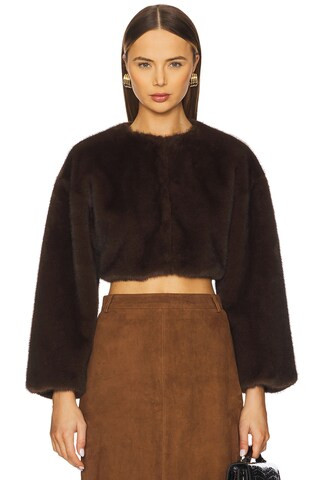LAMARQUE Rowdie Faux Fur Jacket in Walnut from Revolve.com | Revolve Clothing (Global)