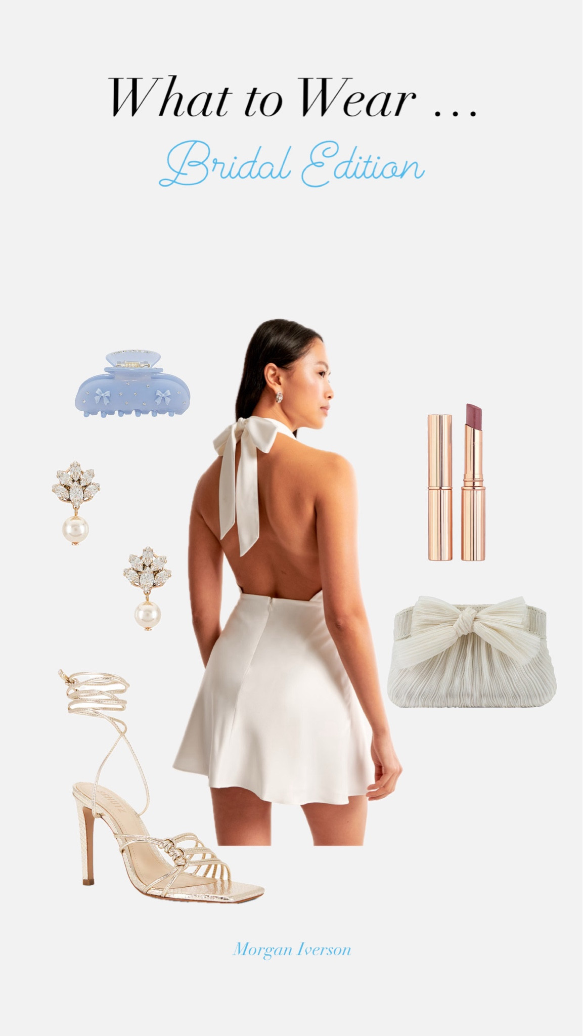 What to Wear Bridal Edition! This look would be perfect for a bachelorette, wedding rehearsal, or honeymoon! I recently ordered this dress and it is STUNNING! Even if you aren’t a bride, a white mini dress with an open back for summer is always a YES 😍🤍 #morganiverson #bride #bridal #white #dress #minidress #summer 

#LTKFindsUnder50 #LTKFindsUnder100 #LTKWedding