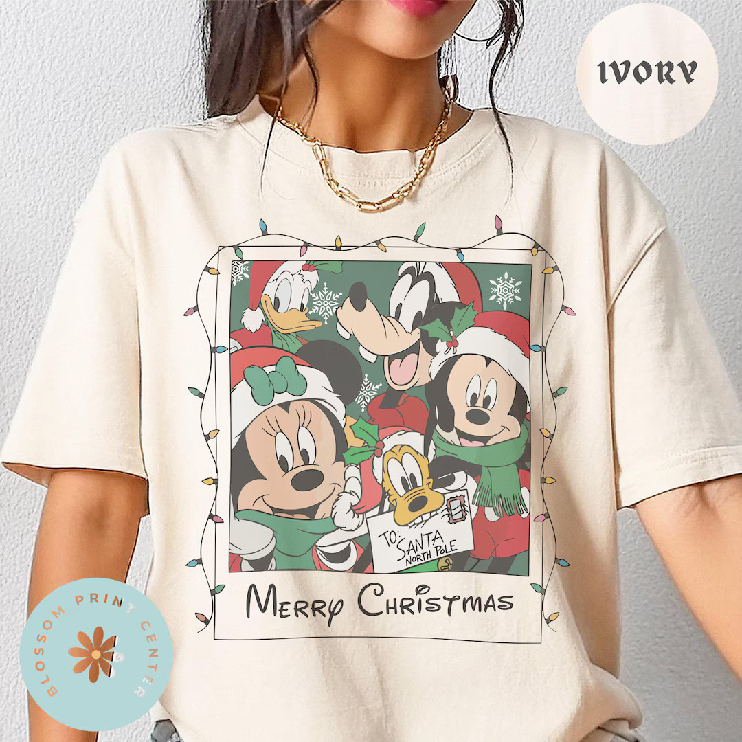 Comfort Color® Disney Mickey and Friends Merry Christmas Shirt Retro Disney Christmas Shirt Disn... | Etsy (US)