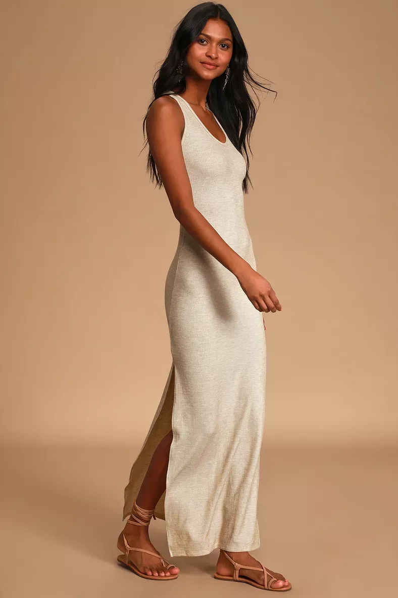 Relaxed but Not Least Sage Green Ribbed Sleeveless Maxi Dress