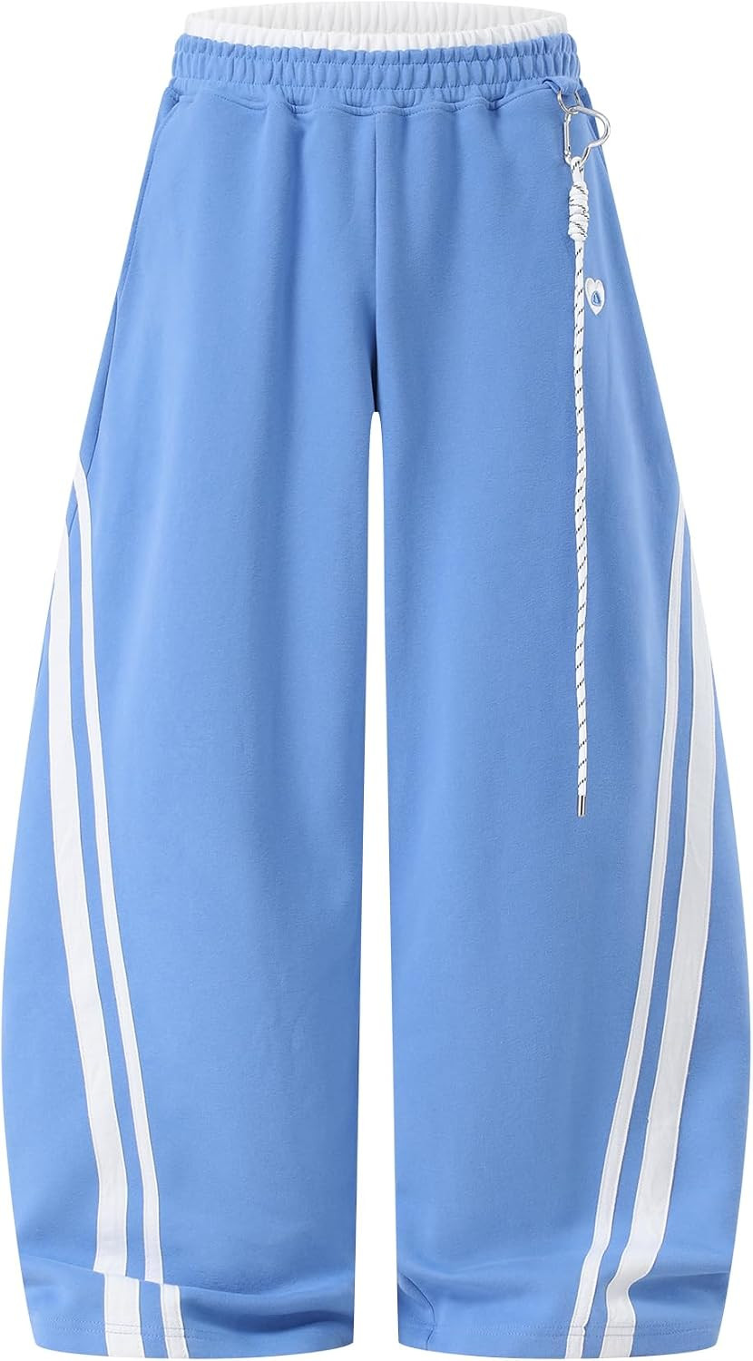Aelfric Eden Stripes Baggy Barrel Sweatpants Elastic Double Waist Wide Leg Pants Women Men Casual Y2K Unisex Lounge Trouser | Amazon (US)