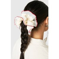 boohoo Women's Oversized Broderie Scrunchie in White | Knitted | boohoo (US & Canada)