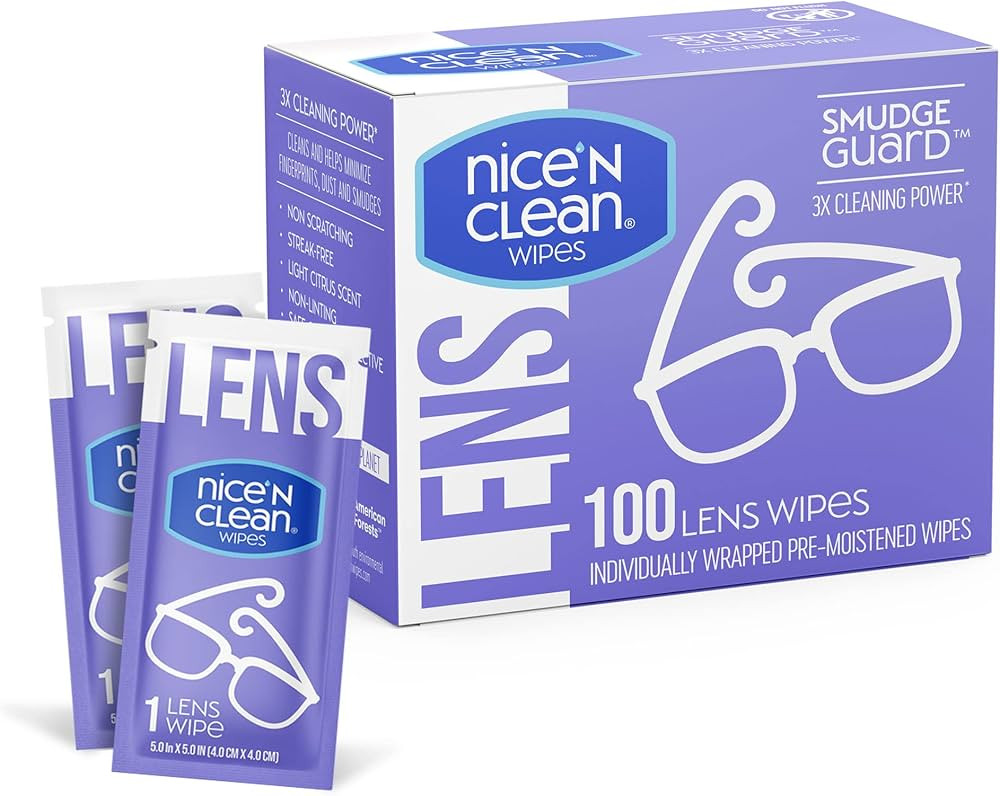 Nice 'n Clean SmudgeGuard Lens Cleaning Wipes (100 Total Wipes) | Pre-Moistened Individually Wrap... | Amazon (US)