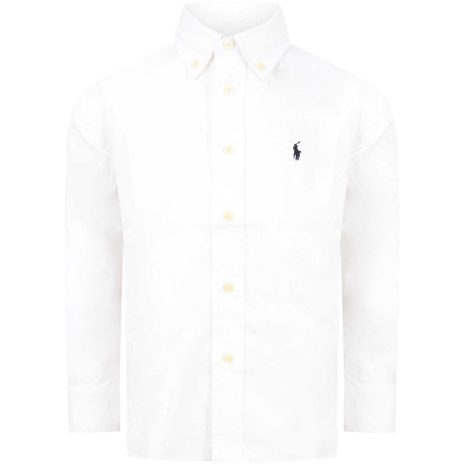 Ralph Lauren White Shirt For Kids With Iconic Blue Logo | Italist.com US