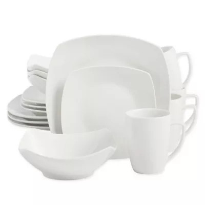 SALT™ Soft Square 16-Piece Dinnerware Set in White | Bed Bath & Beyond