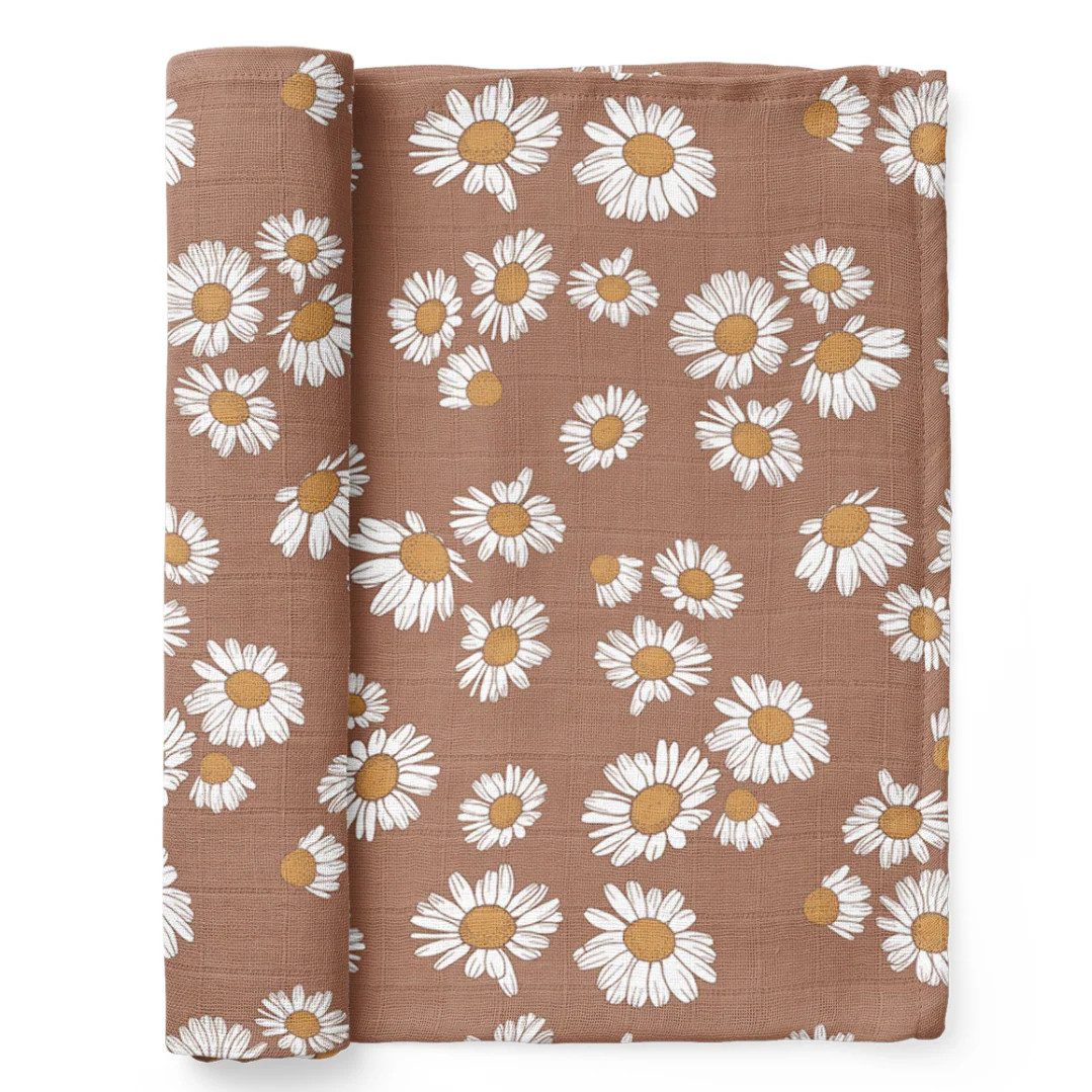 Muslin Swaddle, Clay Daisy | SpearmintLOVE
