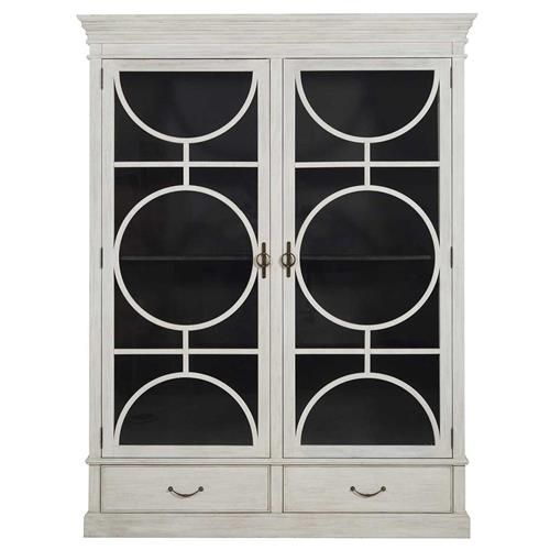 Gabby Rhett White Oak Wood Black Interior Glass 2 Door China Cabinet | Kathy Kuo Home