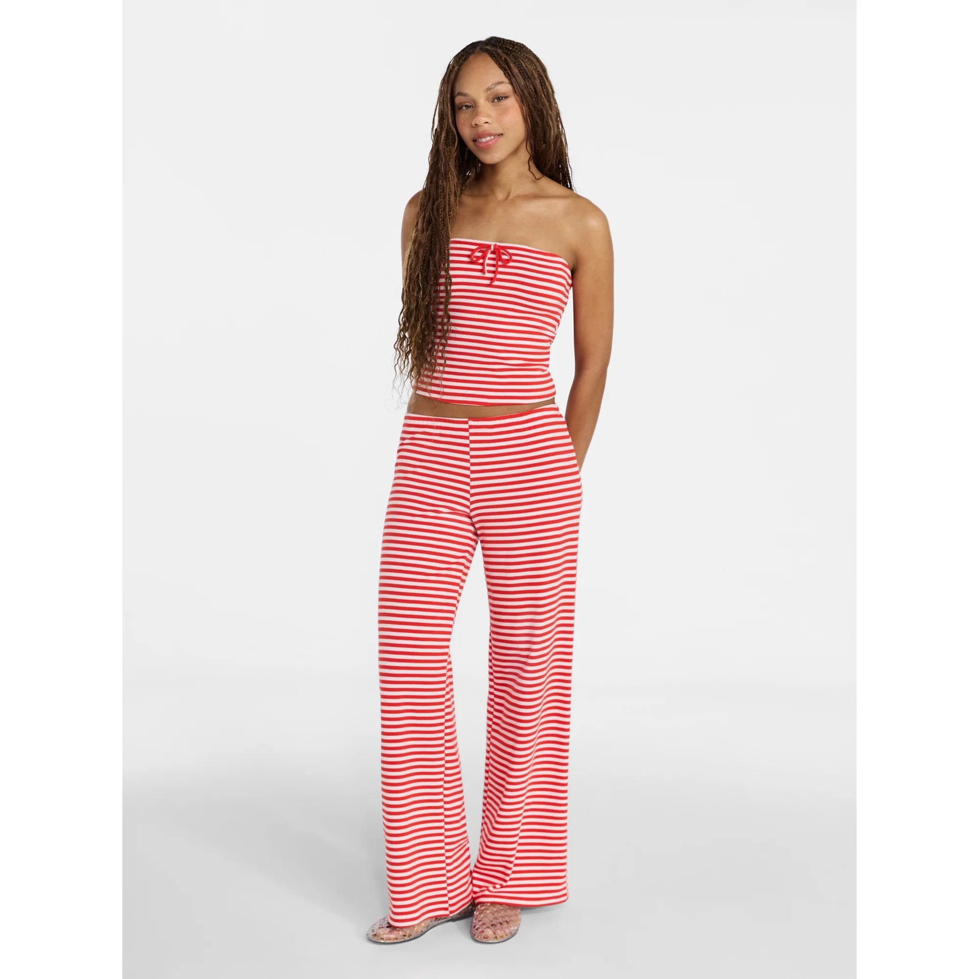 No Boundaries Striped Tube Top and Pants Set, 2-Piece, Women's XXS-XXL | Walmart (US)