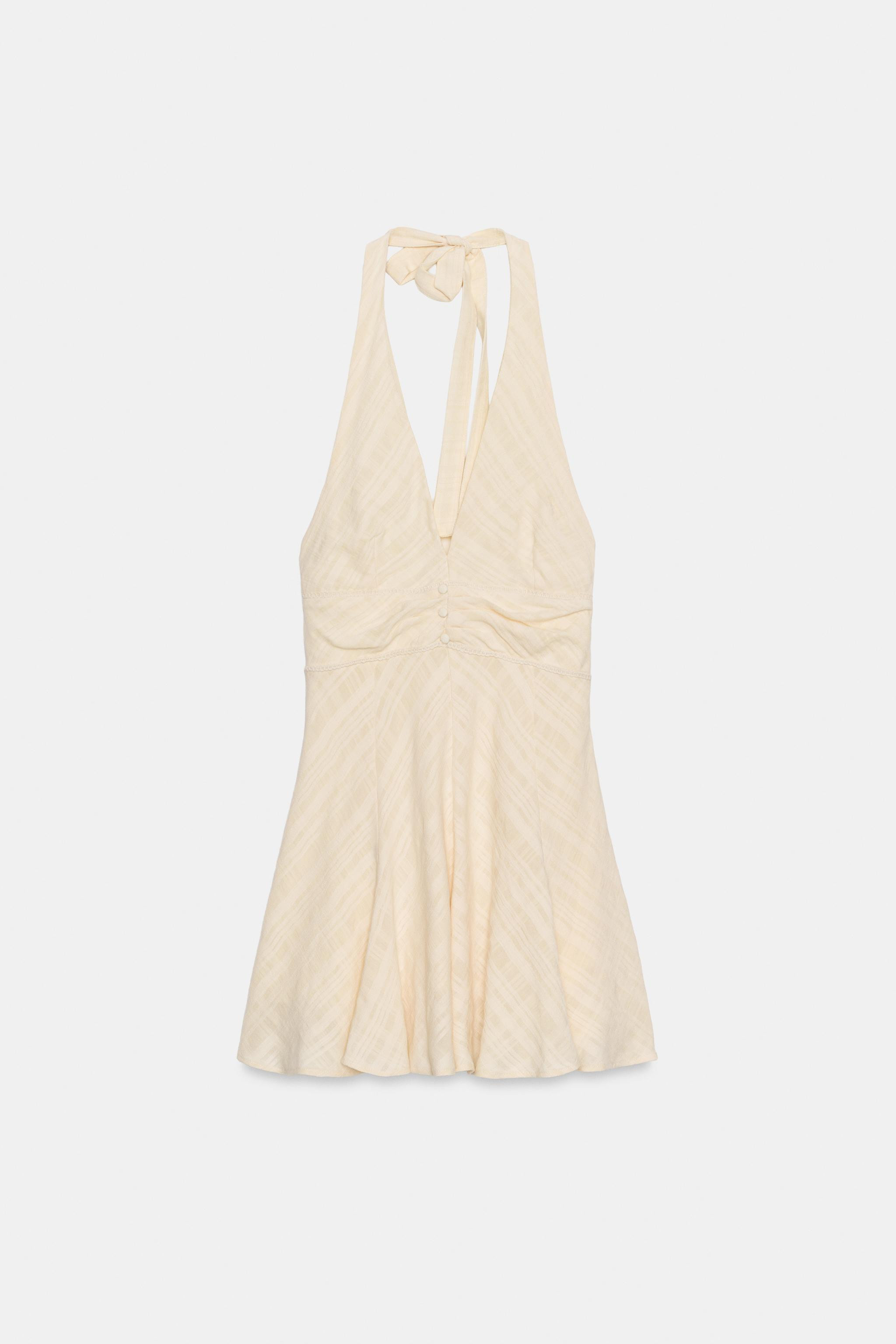 VESTITO CORTO MISTO LINO HALTER | Zara IT
