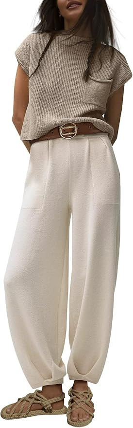 LILLUSORY 2 Piece Outfits For Women Trendy Lounge Sets Cozy Knit Sweater Short Sleeve Fashion Lou... | Amazon (US)