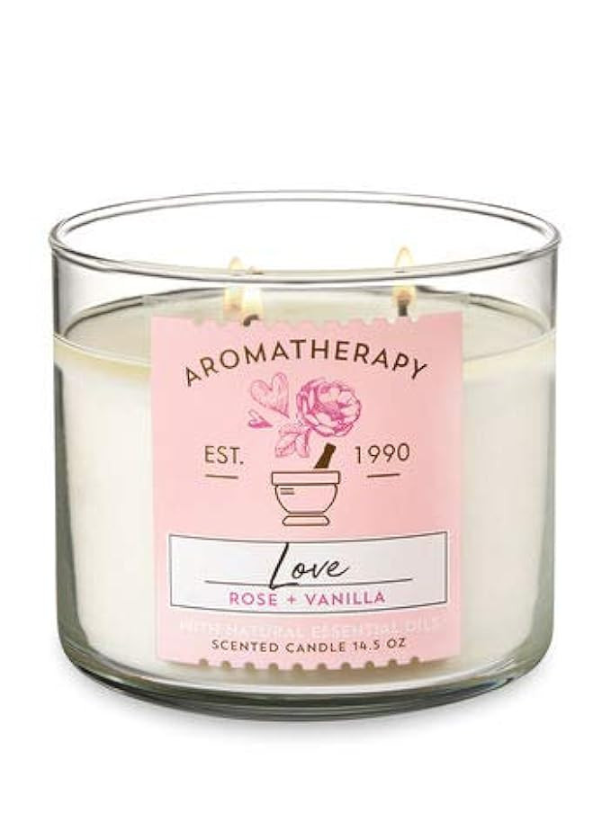 Bath & Body Works 3-Wick Aromatherapy Candle in LOVE — ROSE & VANILLA | Amazon (US)
