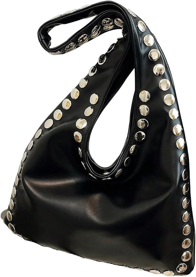MakeMeChic Women's Rivet Studded Handbags PU Leather Y2K Punk Shoulder Bags Underarm Purses | Amazon (US)