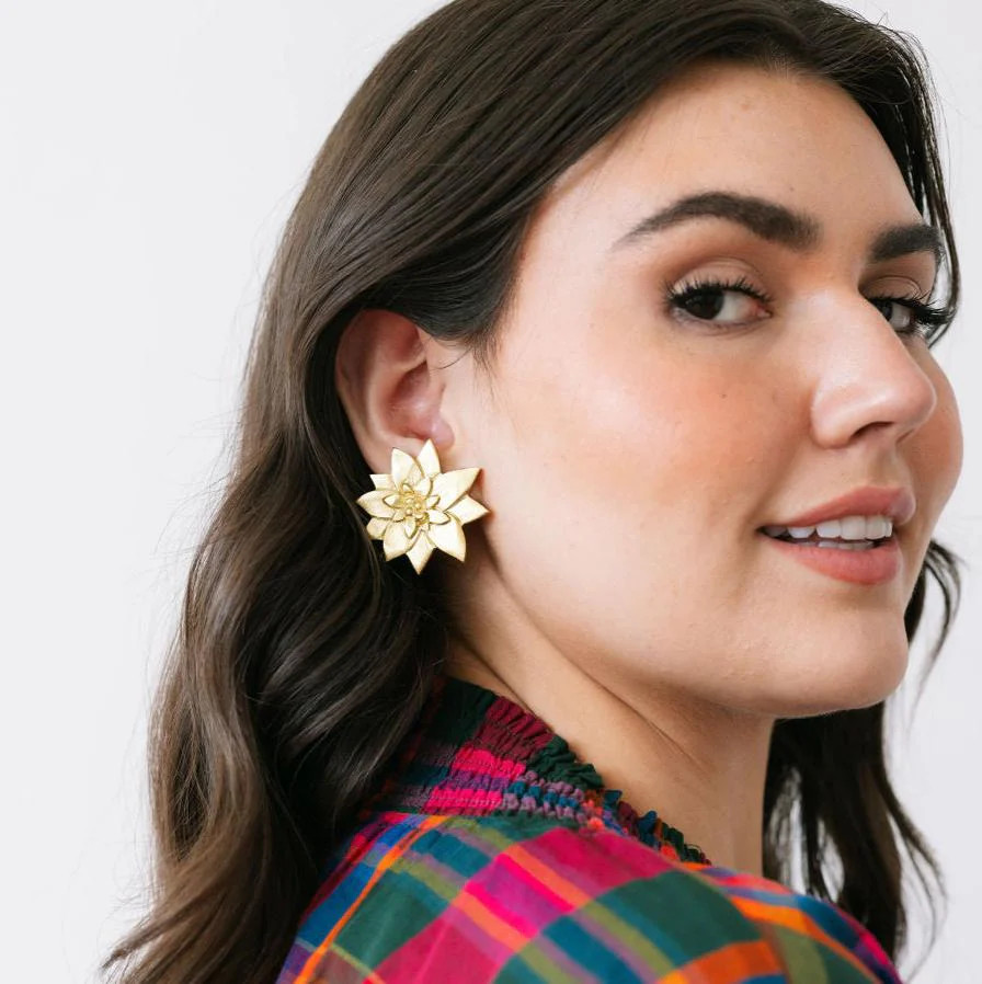 Gold Poinsettia Earrings | Sunshine Tienda