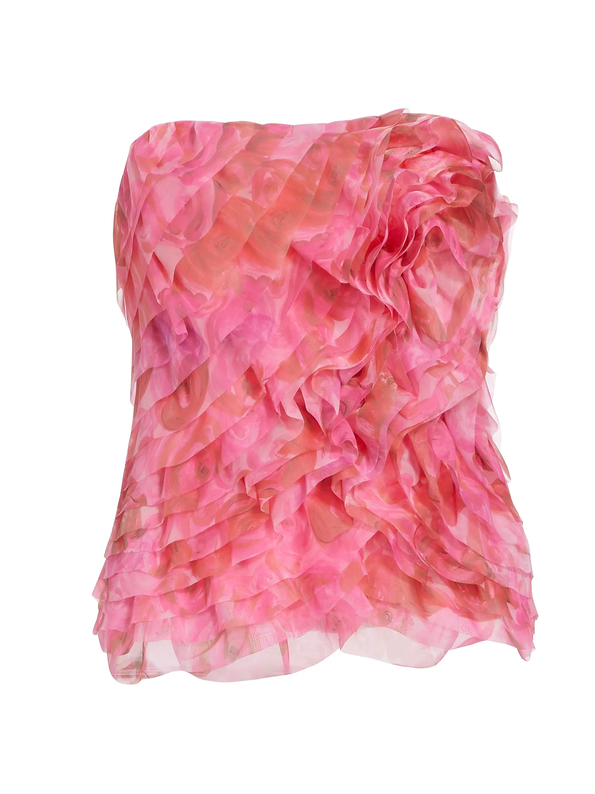 Shop Aje Charmed Rosette Printed Ruffled Bustier | Saks Fifth Avenue | Saks Fifth Avenue